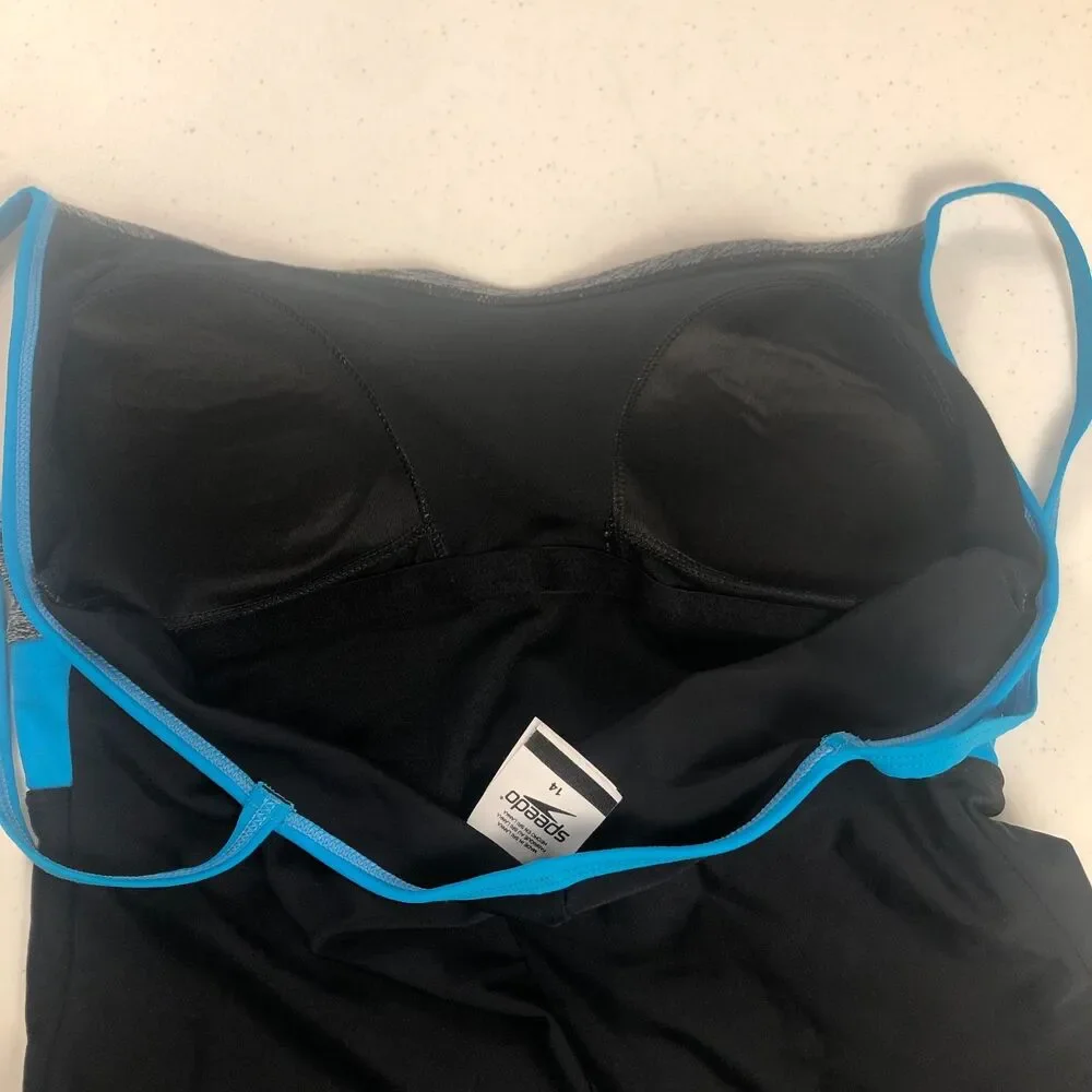 Speedo Swimsuit Women 14 Endurance Multi Colorblock One Piece Chlorine Resistant - Picture 4 of 8